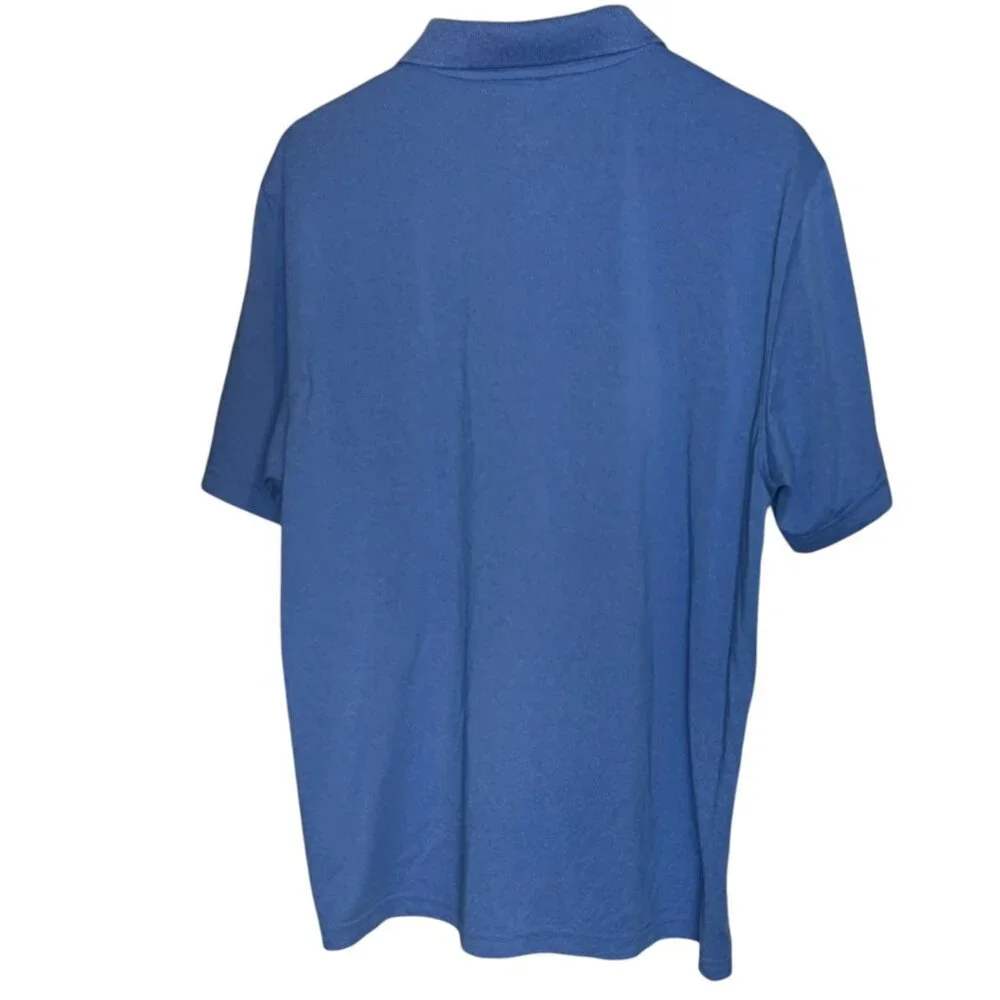 Greg Norman Men's L Polo Shirt Blue Golf Short Sleeve Shark‎ Play Dry Embossed